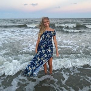 Off the shoulder floral maxi dress